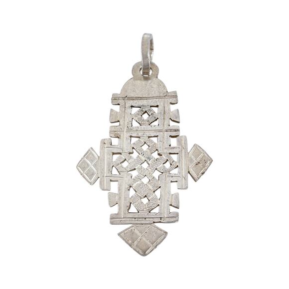 Vintage Sterling Silver 925 Ethiopian Coptic Cross Pendant - Picture 2 of 6